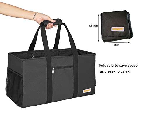 Extra Large Utility Tote Bag - Reusable Grocery Bags Foldable Heavy Duty - color: Black, size: 2-pack