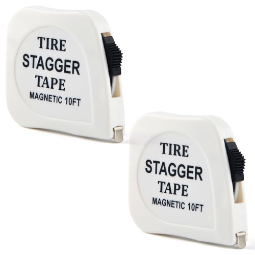 2pcs 10 FT / 120 Inch Tire Stagger Tape Measure with Magnetic Back - color: White