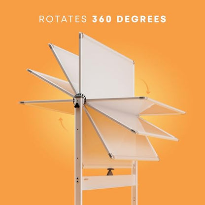 Kamelleo Rolling Whiteboard on Wheels 48" x 36", Double Sided White Board - color: Pearl White, size: 48x36