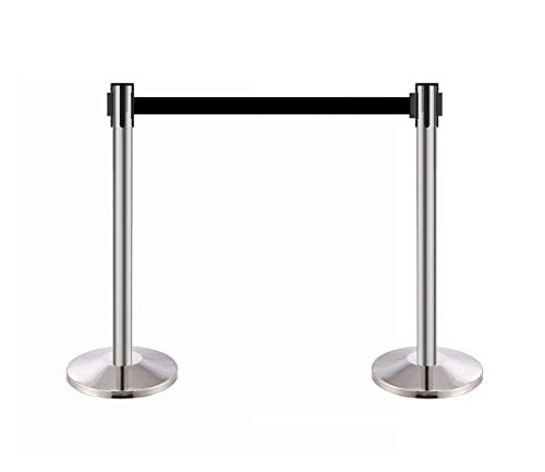 FixtureDisplays® 2 Poles Crowd Control Stanchion Queue Barrier Post Retractable Black Strap 9'10" Retractable 2x12004-1