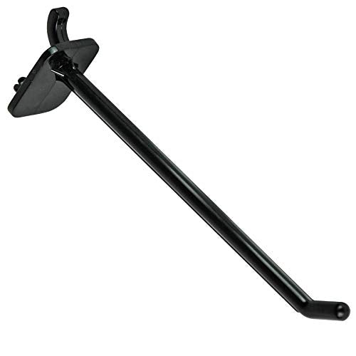 Azar Displays 800006-B Pack of 50 Black Pegboard Hooks (Also Available in White & Clear) - 6” Pegboard Hook Set (2” & 4” Pegboard J Hooks Also Available) - Polycarbonate Plastic Hooks for Retail - color: Black, size: 6 Inch
