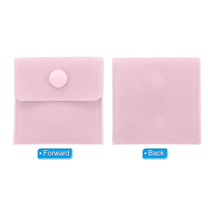 PATIKIL 12 Pack Jewelry Pouches with Snap Button Velvet Jewelry Pouches - color: Pink, size: 7x7cm
