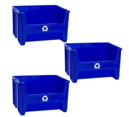 Set of 3 Plastic Storage Bins/Recycling Totes SP78518