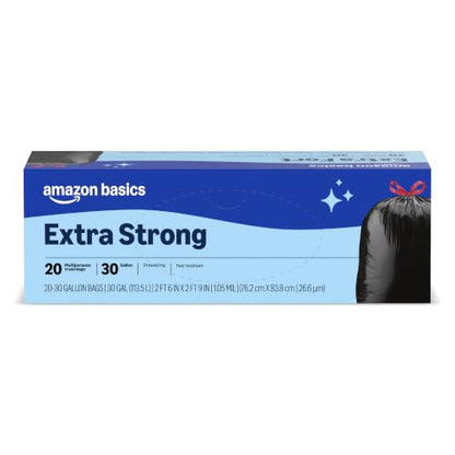 Amazon Basics Multipurpose Drawstring Trash Bags, 30 Gallon, 20 Count, Pack of 1, Packaging May Vary - size: 20 Count (Pack of 1)