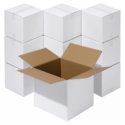 8x8x8" White Shipping Boxes, 10-Pack, Heavy-Duty Corrugated Mailer Boxes for Small Business, DIY Gift Boxes for Perfume & Jewelry, Crush-Resistant - size: 8 × 8 × 8 in