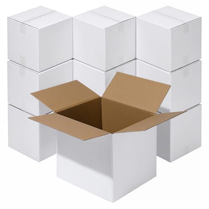8x8x8" White Shipping Boxes, 10-Pack, Heavy-Duty Corrugated Mailer Boxes for Small Business, DIY Gift Boxes for Perfume & Jewelry, Crush-Resistant - size: 8 × 8 × 8 in