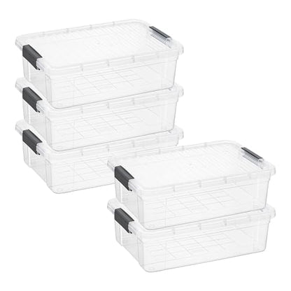Superio 13.7 Quart Clear Plastic Storage Bin with Lid, Stackable Organizer Box, BPA-Free Storage Container for Home, Garage, School & Office, 5 Pack - size: 13.7 Quart