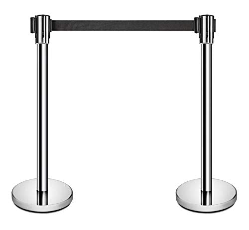 New Star Foodservice 54606 Stanchions, Set of 2, Silver Belt