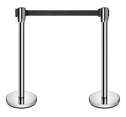 New Star Foodservice 54606 Stanchions, Set of 2, Silver Belt
