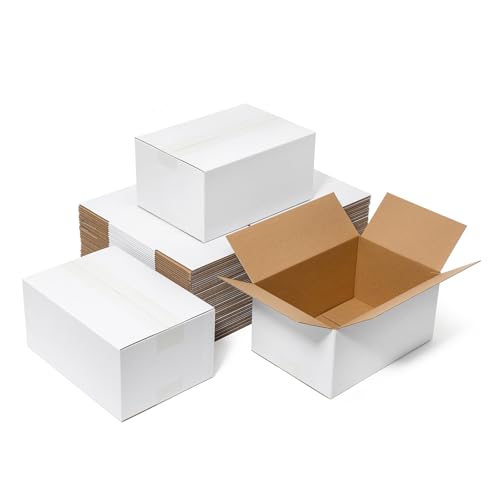 Mefleet 10x7x5" Shipping Boxes 50 Pack Corrugated Cardboard Box White - size: 10x7x5 inches (50 Pack)