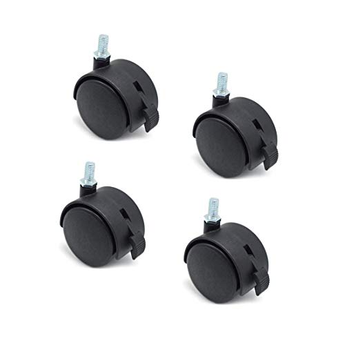 Furniture Replacement Casters,4 Pcs M8 Swivel Stem Casters with Locking Brake, 5/16 Inch Stem Diameter