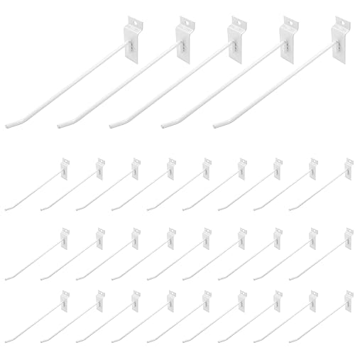 Waziaqoc Slatwall Hooks, White, 8 Inch, 32PCS - size: 8 Inch