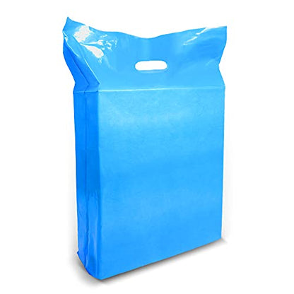 15x18 Blue Plastic Bags, 2" Gusset, Glossy, Die-Cut, 1.25 Mil, 100 Pack