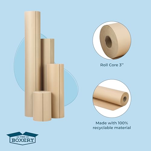 The Boxery 24 inch x 900 feet Brown Kraft Paper Roll, 40 lb Thickness Packing Paper for Shipping, Moving, Void Fill, Gift Wrapping, Arts & Crafts & Bulletin Boards, Made in the USA - size: 24"x 900'- 40lb
