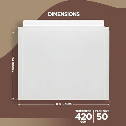 50 Pack 9.5 x 12.5 Inches Rigid Mailers – Self Adhesive Cardboard Envelopes - size: 9.5x12.5"-Pack of 50