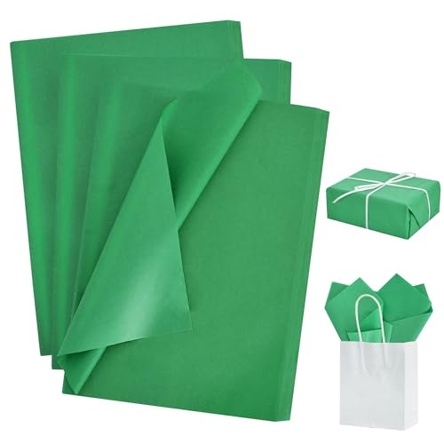 BEISHIDA 100 Sheets Green Tissue Paper Bulk, Wrapping Tissue Paper for Gift Bags, 14 x 20 Inch Gift Wrap for Birthday Wedding Graduation DIY Crafts Holiday Flowers - color: green