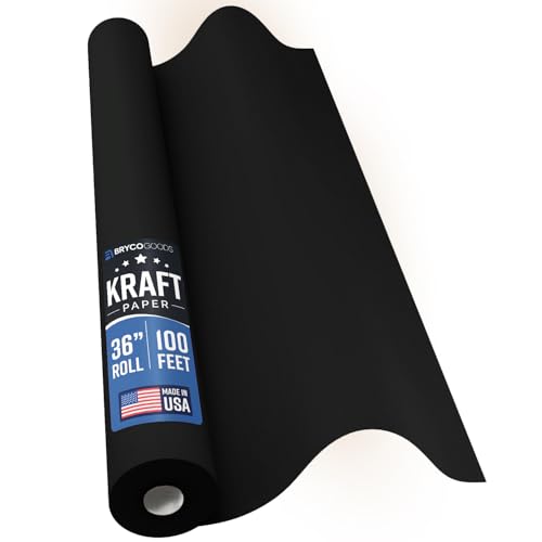 Bryco Goods 36” x 1200” (100’) Black Kraft Paper Roll - Made in USA - Ideal for Bulletin Board, Packing, Shipping, Arts & Crafts, Bouquet, Gift Wrapping, Table Covering - color: Black, size: 36" x 100'