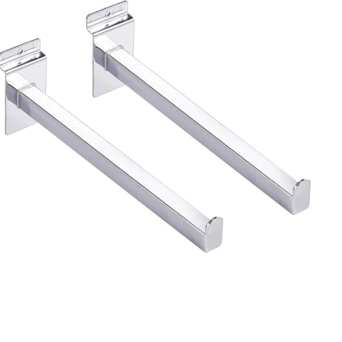 KEILEOHO 12 PCS 10 Inch Slat Wall Hooks, Heavy Duty Slatwall Shelf Brackets, Metal Slatwall Shelves for Panel, Retail and Exhibition Products, Display Item & Products for Room Garage - size: 12 PCS