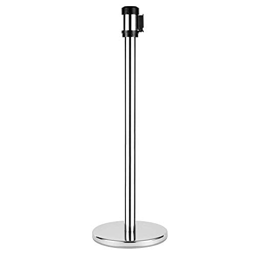 Karat 38 inch height Guidance Stanchion, Guests Safety, Crowd Control with 6.5 foot Black Retractable Belt Easy Connect Assembly For your Store, Restaurant, Bulding- Set of 2 (Silver)