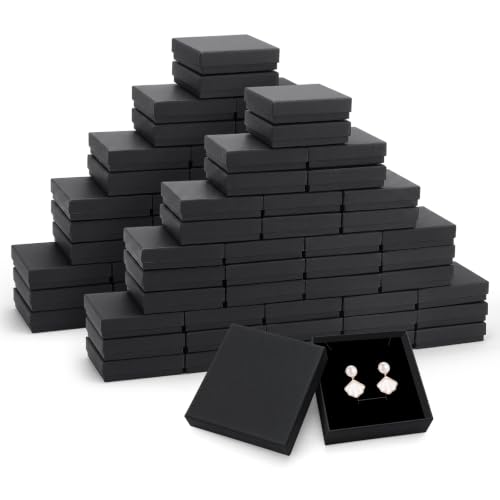 PartyCrazye Jewelry Gift Boxes, 80 Pack 3.5x3.5x1 Inch, Black - color: Black, size: 3.5x3.5x1 Inch (Pack of 80)