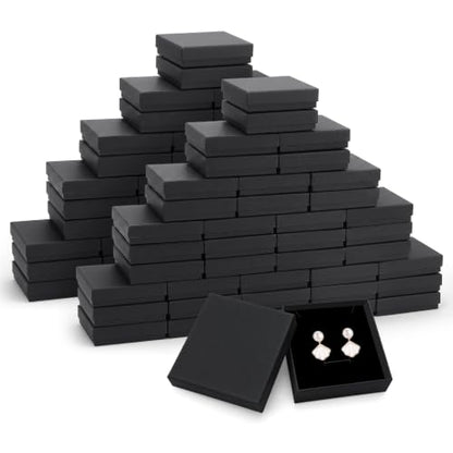 PartyCrazye Jewelry Gift Boxes, 80 Pack 3.5x3.5x1 Inch, Black - color: Black, size: 3.5x3.5x1 Inch (Pack of 80)