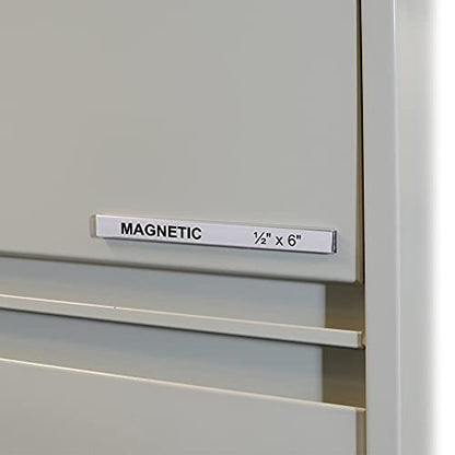 C-Line HOL-DEX Magnetic Shelf/Bin Label Holders, 0.5" x 6", 10/Box (87207) - size: 1/2 x 6 Inches