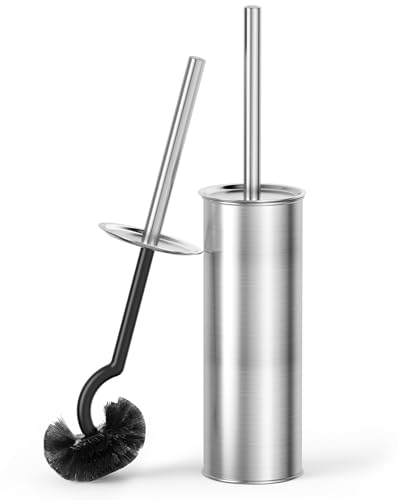 Cesun 304 Stainless Steel Toilet Brush & Holder Set, 2 Brush Heads, Silver - color: Silver