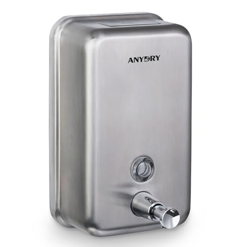 anydry Commercial Soap Dispenser Wall Mounted 37oz Brushed Stainless Steel - color: Brushed Stainless Steel