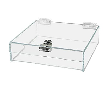 Acrylic Locking Display Case with Keys 9" x 9" x 2" Clear Square Countertop Tray with Lid for Artifacts Antiques Collectibles Jewelry Currency and Coins by Marketing Holders - size: 9"w x 9"d x 2"h