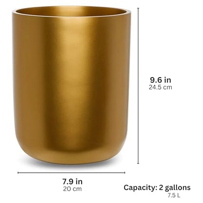 YEW DESIGN Gold Round 2 Gallon Trash Can for Home and Bathroom - color: Gold