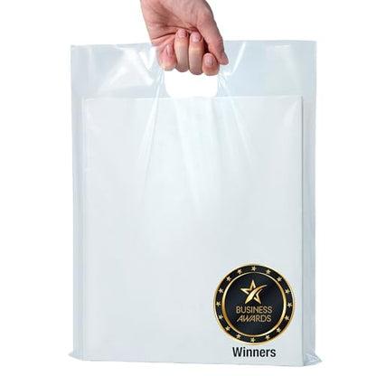 Choice Marts 100 Clear Plastic Bags With Handles 12x15 Merchandise Bags - color: Clear