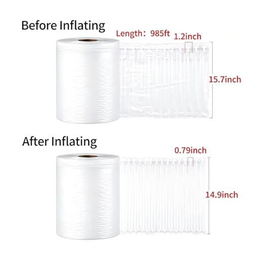 Inflatable Column Bubble Wrap 15.7 Inch x 985 FT, Bubble Wrap for Packing