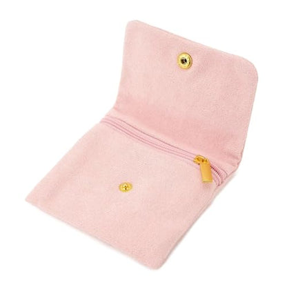 2pcs Zipper Small Velvet Jewelry Pouches,4"x4",Pink - color: Pink+Grey
