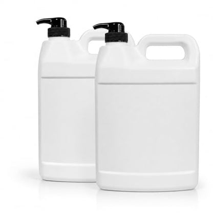 kitchentoolz 1 Gallon Pump Dispenser Bottles, 2 Pack - Empty Refillable HDPE Jugs with Lotion Pumps for Hand Soap, Dish Soap, Shampoo, Conditioner & Sanitizer - Large Refill Containers, Made in USA