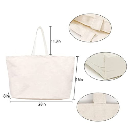 Large Canvas Tote Bag Reusable Extra Big Grocery Bags - color: Natural