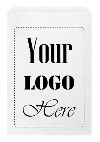 Flexicore Packaging Flat White Kraft Paper Bags(Custom Printed)(10-1000Qty) - size: 1 Count (Pack of 1)