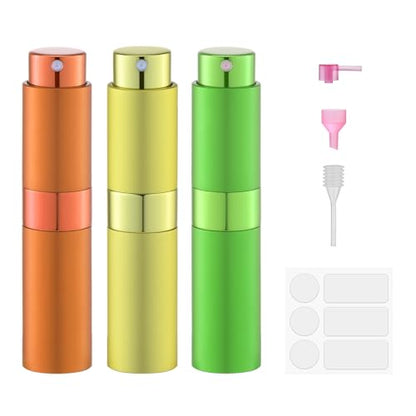 8ml Travel Perfume Bottle Refillable, Atomizer Sprayer for Cologne 3PCS - color: Orange, Yellow, Green