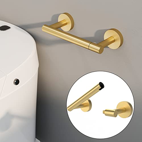 RARXTR Gold Toilet Paper Holder SUS304 Stainless Steel Double Post Pivoting Toilet Paper Roll Holder Wall Mounted Toilet Tissue Holder for Commercial Bathroom RV Brushed Brass Finish - color: Brushed Gold