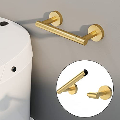 RARXTR Gold Toilet Paper Holder SUS304 Stainless Steel Double Post Pivoting Toilet Paper Roll Holder Wall Mounted Toilet Tissue Holder for Commercial Bathroom RV Brushed Brass Finish - color: Brushed Gold
