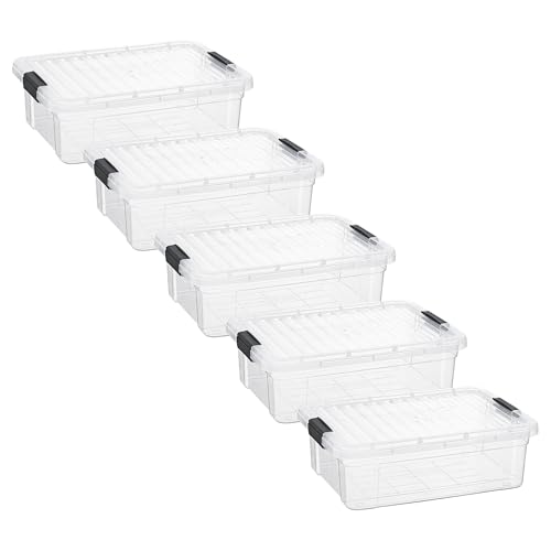 Superio 7.4 Quart Clear Plastic Storage Bin with Lid, Stackable Organizer Box, BPA-Free Storage Container for Home, Garage, School & Office, 5 Pack - size: 7.4 Quart