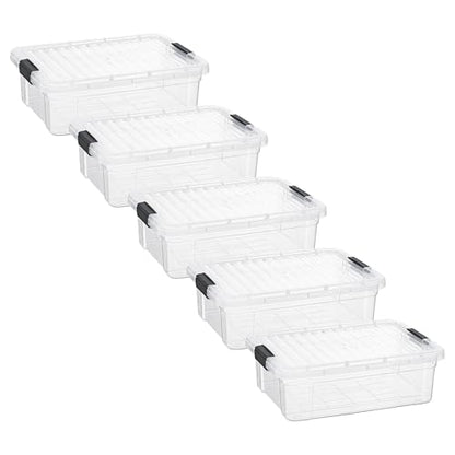Superio 7.4 Quart Clear Plastic Storage Bin with Lid, Stackable Organizer Box, BPA-Free Storage Container for Home, Garage, School & Office, 5 Pack - size: 7.4 Quart