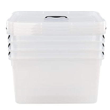 18 Quart Clear Plastic Storage Boxes, 4-Pack Storage Totes with Lids - size: 18 Quarts