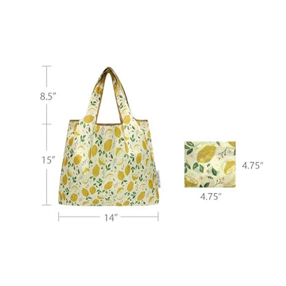 allydrew Medium Foldable Tote Nylon Reusable Grocery Bag (Set of 2) - color: Lemons