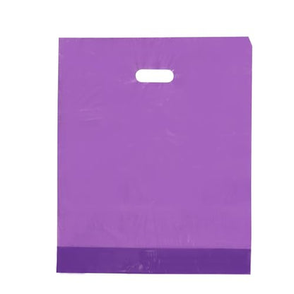 SSWBasics Plastic Merchandise Bags with Handles - Lightweight Purple Plastic Retail Bags - 15" W x 18" H - Pack of 500 - Sleek and Stylish Merchandise Bags for Boutique, Thrift, Gifts, Jewelry