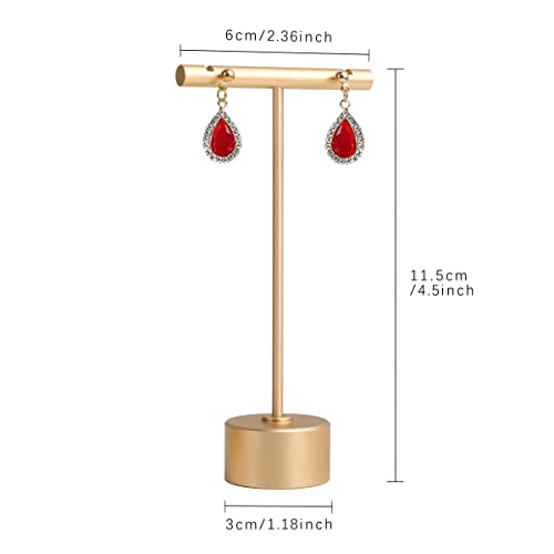 Gold Metal Small Earring T Bar Stand Retail Display Holder, Retail Jewelry photography props for Show【Gold-Round Base Height 4.5"】 - color: Gold, size: Low