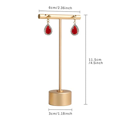 Gold Metal Small Earring T Bar Stand Retail Display Holder, Retail Jewelry photography props for Show【Gold-Round Base Height 4.5"】 - color: Gold, size: Low