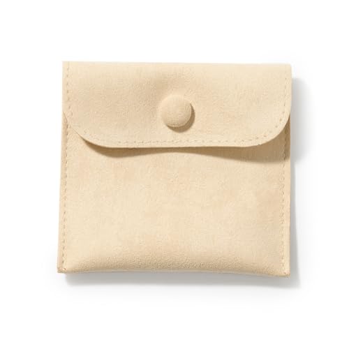 Oirlv Beige Velvet Bracelet Pouch Travel Case - color: White, size: 3.54"×3.54"