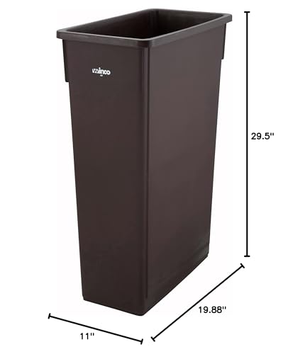 Winco Slender Trash Can, 23-Gallon, Brown - color: Brown