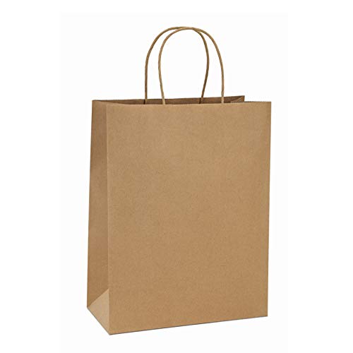 BagDream Kraft Paper Bags with Handles 10x5x13 Inch Brown 100 Pack Bulk - color: Brown