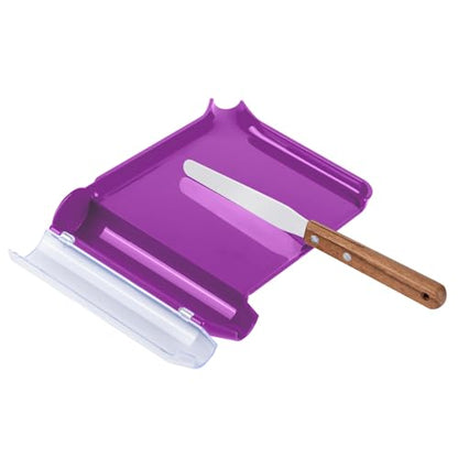 Medarchitect Pill Counting Tray with Wood-Handle Spatula, Purple